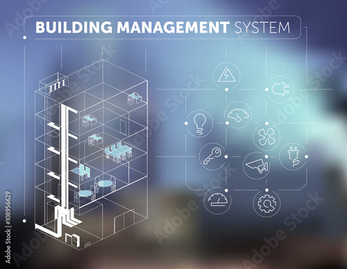 Fotografía Building Management System Concept on Blurred Background