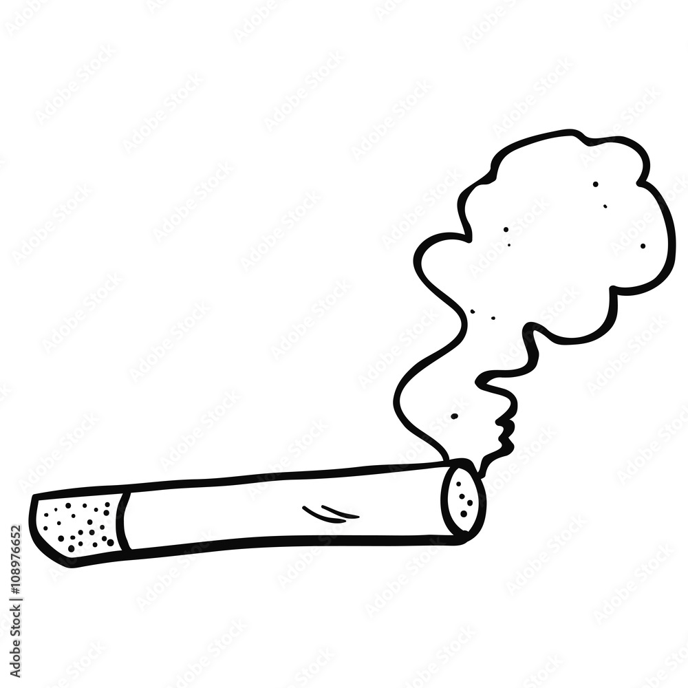 black and white cigarette black and white cartoon smoking cigarette Stock Vector