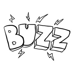 Wall Mural - black and white freehand drawn cartoon buzz symbol