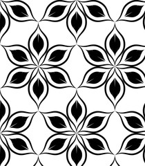 Wall Mural - Vector pattern. Monochrome ornament with abstract flower.