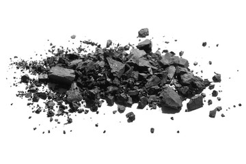 pile black coal isolated on white background