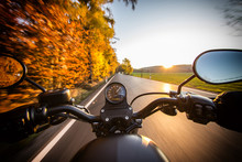 The View Over The Handlebars Of Motorcycle