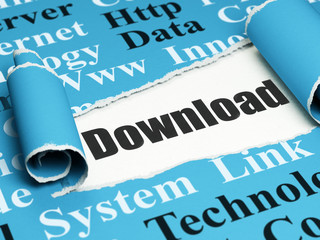 Web development concept: black text Download under the piece of  torn paper