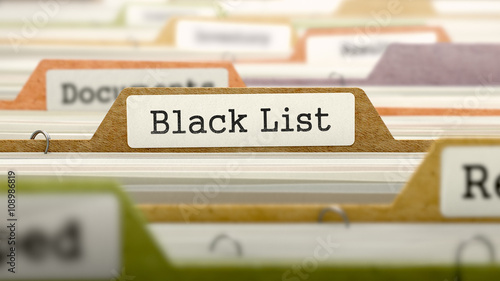 Black List on Business Folder in Multicolor Card Index Tableau sur Toile