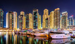 Colorfull night dubai marina skyline, Dubai, United Arab Emirates