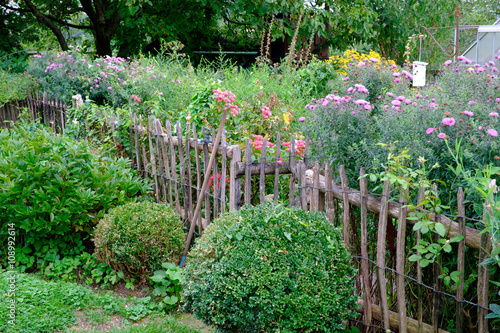 Lindau, Bauerngarten im Sommer, romantischer Blick auf Buchs, alten