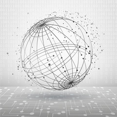 Wall Mural - wireframe mesh polygonal element. sphere with connected lines and dots. connection structure. comple