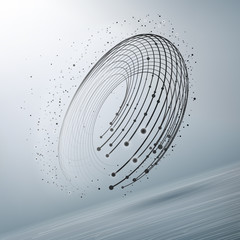 Wall Mural - abstract vector destroyed mesh spheres. sphere breaking apart into points. futuristic technology sty