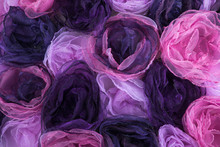 Background Of Pink And Purple Blossoms From Cloth