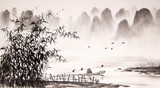Fototapeta Sypialnia - Chinese landscape ink painting