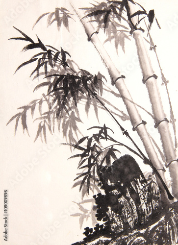 Foto-Lamellenvorhang - bamboo ink painting hand drawn (von baoyan)