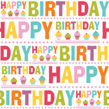 Seamless Pattern Happy Birthday Suitable For Wrapping And Decorating Background