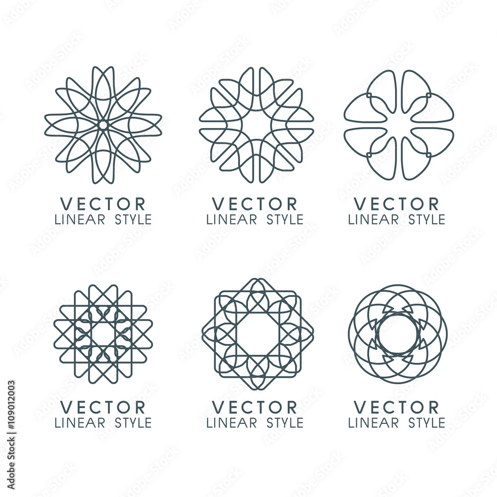 Vector File Line Designs Vector set of linear design elements, logo design templates and mono ...