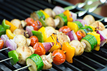 Vegetable kabobs on the grill