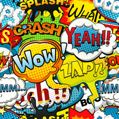 Wall Mural - Multicolored comics speech bubbles seamless pattern illustration