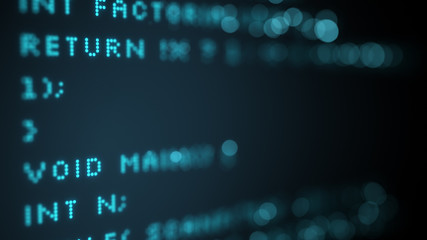 Wall Mural - programming code in computer display selective focus