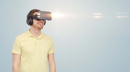 Wall Mural - happy man in virtual reality headset or 3d glasses