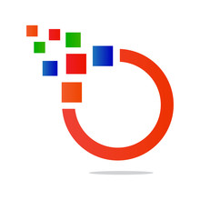 Orange Circle Pixel Connection Logo