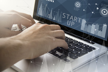 Wall Mural - start up techie working