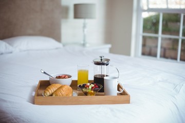 Food and drink in serving tray