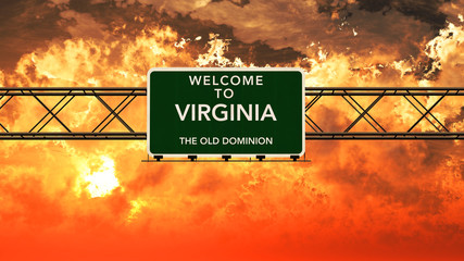 Wall Mural - Welcome to Virginia USA Interstate Highway Sign in a Breathtakin