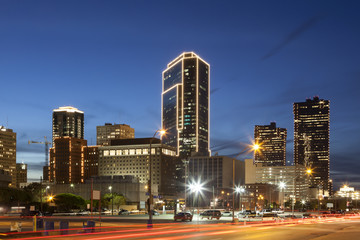 Fototapete - Fort Worth downtown at night. Texas, USA