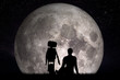 © Photocreo Bednarek - Man and his robot friend looking on moon. Future concept, artificial intelligence
