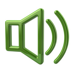 3d illustration of green speaker icon