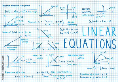 Sketch Notes LINEAR EQUATIONS [MATH] - Buy this stock vector and ...