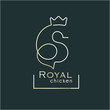 royal chicken logo award. One stroke line silhouette chicken with crown. Poultry award stamp.