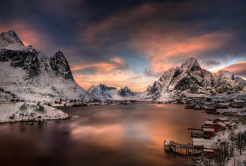 Wall Mural - Reine on Lofoten in sunset light