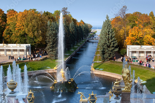 Петергоф осенью фото Samson fountain, Petrodvorets, Peterhof, Saint-Petersburg, Russia. Купить эту го