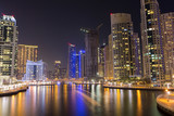 Fototapeta Nowy Jork - Night city skyline in Marina district, Dubai