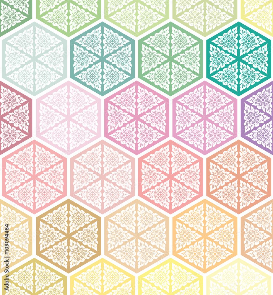 Hexagonal Patterns Unique เวกเตอร์ Stock line thai on geometric hexagon pattern | Adobe Stock
