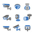 Video surveillance security cameras  pictograms and icons
