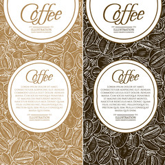 Wall Mural - Black coffee and cappuccino concept roasted coffee beans