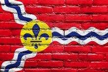 Flag Of St. Louis, Missouri, Painted On Brick Wall
