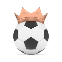 Soccer ball with bronze crown on white background. 3D rendering.