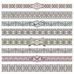 Wall Mural - ethnic native american border patterns. tribal dividers vector illustration
