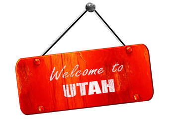 Welcome to utah, 3D rendering, vintage old red sign