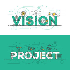 Wall Mural - flat design line concept banner- vision and project