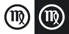 Zodiac Sign Virgo. Two-tone Version On Black And White Backgroun