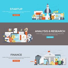 Wall Mural - set of flat color design web banners for startup, analysis and r