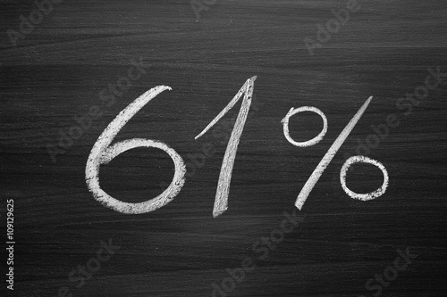 Poster 61 percent header written with a chalk on the blackboard