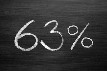 Wall Mural - 63 percent header written with a chalk on the blackboard