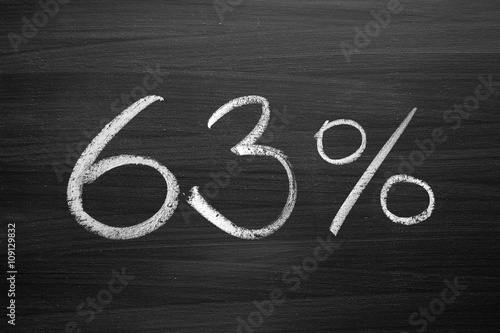 Poster 63 percent header written with a chalk on the blackboard