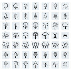 tree icon set in thin line style. vector symbols. vector illustration.