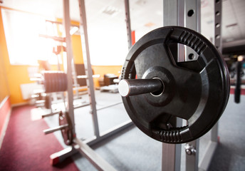 Dumb bells lined up in gym