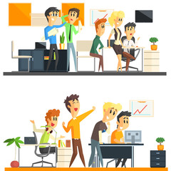 Wall Mural - Office Team Two Illustrations Collection