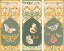 Vintage Labels: Butterfly Vector